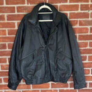 Vintage 80's genuine black leather bomber jacket